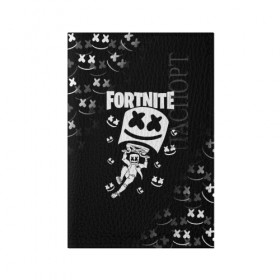 Обложка для паспорта матовая кожа с принтом FORTNITE x MARSHMELLO в Новосибирске, натуральная матовая кожа | размер 19,3 х 13,7 см; прозрачные пластиковые крепления | fortnite | fortnite 2 | fortnite x | marshmello | ninja | ninja hyper streamer | ninja streamer | streamer | tyler blevins | маршмелло | ниндзя | фортнайт | фортнайт 2 | фортнайт глава 2