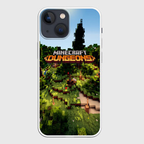 Чехол для iPhone 13 mini с принтом MINECRAFT DUNGEONS в Новосибирске,  |  | craft | creeper | dungeon | dungeons | earth | game | logo | mine | minecraft | minecraft dungeons | mobile | online | дунгеонс | земля | зомби | игра | крипер | лого | майкрафт | майнкрафт | онлайн | подземелье