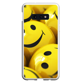 Чехол для Samsung S10E с принтом YELLOW SMILE в Новосибирске, Силикон | Область печати: задняя сторона чехла, без боковых панелей | emoji | настроение | позитив | смайлики | смайлы | стикеры | текстура смайл | улыбки | фон смайл | эмодзи