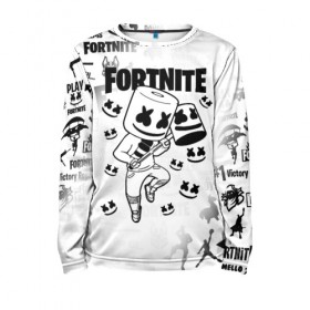 Детский лонгслив 3D с принтом FORTNITE MARSHMELLO в Новосибирске, 100% полиэстер | длинные рукава, круглый вырез горловины, полуприлегающий силуэт
 | fnchap2 | fortnite | fortnite 2 | fortnite x | marshmello | ninja | ninja hyper streamer | ninja streamer | streamer | tyler blevins | маршмелло | ниндзя | фортнайт | фортнайт 2 | фортнайт глава 2