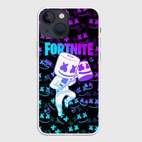 Чехол для iPhone 13 mini с принтом FORTNITE MARSHMELLO NEON | ФОРТНАЙТ в Новосибирске,  |  | fnchap2 | fortnite | fortnite 2 | fortnite x | marshmello | ninja | ninja hyper streamer | ninja streamer | streamer | tyler blevins | маршмелло | ниндзя | фортнайт | фортнайт 2 | фортнайт глава 2