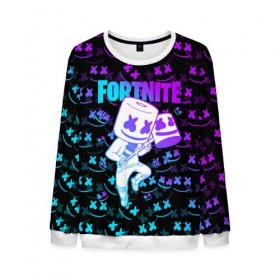 Мужской свитшот 3D с принтом FORTNITE MARSHMELLO в Новосибирске, 100% полиэстер с мягким внутренним слоем | круглый вырез горловины, мягкая резинка на манжетах и поясе, свободная посадка по фигуре | fnchap2 | fortnite | fortnite 2 | fortnite x | marshmello | ninja | ninja hyper streamer | ninja streamer | streamer | tyler blevins | маршмелло | ниндзя | фортнайт | фортнайт 2 | фортнайт глава 2