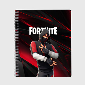 Тетрадь с принтом FORTNITE X IKONIK в Новосибирске, 100% бумага | 48 листов, плотность листов — 60 г/м2, плотность картонной обложки — 250 г/м2. Листы скреплены сбоку удобной пружинной спиралью. Уголки страниц и обложки скругленные. Цвет линий — светло-серый
 | Тематика изображения на принте: fnchap2 | fortnite | fortnite 2 | fortnite x | marshmello | ninja | ninja hyper streamer | ninja streamer | streamer | tyler blevins | маршмелло | ниндзя | фортнайт | фортнайт 2 | фортнайт глава 2