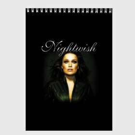 Скетчбук с принтом Nightwish в Новосибирске, 100% бумага
 | 48 листов, плотность листов — 100 г/м2, плотность картонной обложки — 250 г/м2. Листы скреплены сверху удобной пружинной спиралью | Тематика изображения на принте: metal | nightwish | symphonic metal | tarja | tarja turunen | turunen | метал | найтвиш | симфоник метал | тарья | турунен