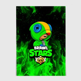 Постер с принтом BRAWL STARS LEON | ЛЕОН в Новосибирске, 100% бумага
 | бумага, плотность 150 мг. Матовая, но за счет высокого коэффициента гладкости имеет небольшой блеск и дает на свету блики, но в отличии от глянцевой бумаги не покрыта лаком | brawl stars | bull | colt | crow | leon | stars | берли | бо | брок | ворон | джесси | динамайк | дэррил | кольт | леон | мортис | нита | пайпер | пенни | поко | пэм | рикошет | спайк | фрэнк | шелли | эль примо