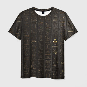 Мужская футболка 3D с принтом Egypt Hieroglyphs в Новосибирске, 100% полиэфир | прямой крой, круглый вырез горловины, длина до линии бедер | egypt | symbol | египет | знаки | иероглифы | надпись | символы