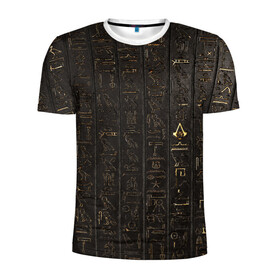 Мужская футболка 3D спортивная с принтом Egypt Hieroglyphs в Новосибирске, 100% полиэстер с улучшенными характеристиками | приталенный силуэт, круглая горловина, широкие плечи, сужается к линии бедра | egypt | symbol | египет | знаки | иероглифы | надпись | символы