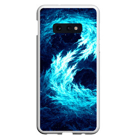 Чехол для Samsung S10E с принтом Abstract fractal blue flame в Новосибирске, Силикон | Область печати: задняя сторона чехла, без боковых панелей | Тематика изображения на принте: abstract | colors | dark | flame | fractal | space | абстракция | космос | краски | огонь | пламя | тёмный | фрактал