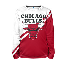 Детский лонгслив 3D с принтом Chicago Bulls Red-White в Новосибирске, 100% полиэстер | длинные рукава, круглый вырез горловины, полуприлегающий силуэт
 | bulls | chicago | chicago bulls | nba | баскетбол | буллз | нба | чикаго | чикаго буллз