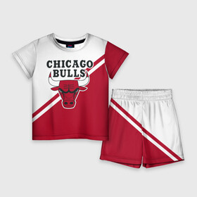 Детский костюм с шортами 3D с принтом Chicago Bulls Red White в Новосибирске,  |  | bulls | chicago | chicago bulls | nba | баскетбол | буллз | нба | чикаго | чикаго буллз