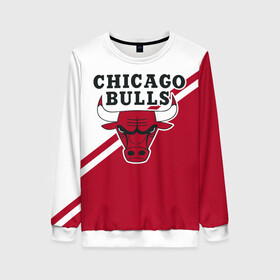 Женский свитшот 3D с принтом Chicago Bulls Red-White в Новосибирске, 100% полиэстер с мягким внутренним слоем | круглый вырез горловины, мягкая резинка на манжетах и поясе, свободная посадка по фигуре | bulls | chicago | chicago bulls | nba | баскетбол | буллз | нба | чикаго | чикаго буллз