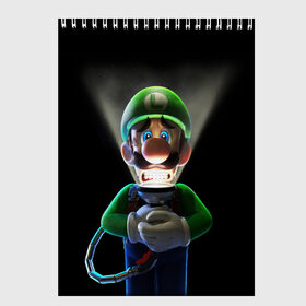 Скетчбук с принтом Luigis Mansion в Новосибирске, 100% бумага
 | 48 листов, плотность листов — 100 г/м2, плотность картонной обложки — 250 г/м2. Листы скреплены сверху удобной пружинной спиралью | game | luigis mansion | mario | nintendo | видеоигра | игра | луиджи | марио | привидение | призрак