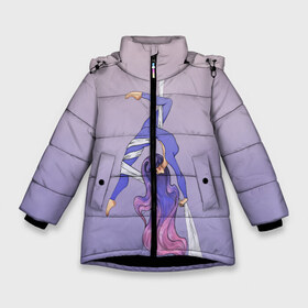 Зимняя куртка для девочек 3D с принтом Гимнастка на полотне в Новосибирске, ткань верха — 100% полиэстер; подклад — 100% полиэстер, утеплитель — 100% полиэстер. | длина ниже бедра, удлиненная спинка, воротник стойка и отстегивающийся капюшон. Есть боковые карманы с листочкой на кнопках, утяжки по низу изделия и внутренний карман на молнии. 

Предусмотрены светоотражающий принт на спинке, радужный светоотражающий элемент на пуллере молнии и на резинке для утяжки. | aerial gymnastic | gymnastic | gymnastics on cloth | gymnastics on the rings | воздушная гимнастика | гимнастика | гимнастика на кольцах | кольца | полотна | полотно