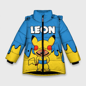 Зимняя куртка для девочек 3D с принтом Brawl Stars Leon Pikachu в Новосибирске, ткань верха — 100% полиэстер; подклад — 100% полиэстер, утеплитель — 100% полиэстер. | длина ниже бедра, удлиненная спинка, воротник стойка и отстегивающийся капюшон. Есть боковые карманы с листочкой на кнопках, утяжки по низу изделия и внутренний карман на молнии. 

Предусмотрены светоотражающий принт на спинке, радужный светоотражающий элемент на пуллере молнии и на резинке для утяжки. | brawl stars | brawl stars crow | brawl stars crow phoenix | brawl stars leon | brawl stars leon shark | brawl stars robot spike | brawl stars spike | бравл старс