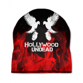 Шапка 3D с принтом HOLLYWOOD UNDEAD в Новосибирске, 100% полиэстер | универсальный размер, печать по всей поверхности изделия | deuce | hollywood undead | hu | j dog | shady jeff | голливуд | голливудская нежить | даниэль мурильо | джордан террелл | джордж артур рейган | дилан альварес | мэттью сент клер | нежить