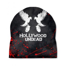 Шапка 3D с принтом HOLLYWOOD UNDEAD в Новосибирске, 100% полиэстер | универсальный размер, печать по всей поверхности изделия | 