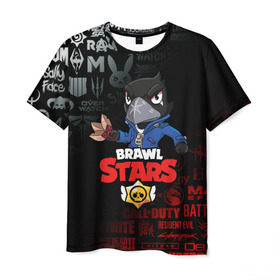 Мужская футболка 3D с принтом BRAWL STARS CROW в Новосибирске, 100% полиэфир | прямой крой, круглый вырез горловины, длина до линии бедер | brawl stars | bull | colt | crow | leon | stars | берли | бо | брок | ворон | джесси | динамайк | дэррил | кольт | леон | мортис | нита | пайпер | пенни | поко | пэм | рикошет | спайк | фрэнк | шелли | эль примо