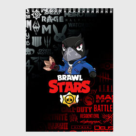 Скетчбук с принтом BRAWL STARS CROW в Новосибирске, 100% бумага
 | 48 листов, плотность листов — 100 г/м2, плотность картонной обложки — 250 г/м2. Листы скреплены сверху удобной пружинной спиралью | brawl stars | bull | colt | crow | leon | stars | берли | бо | брок | ворон | джесси | динамайк | дэррил | кольт | леон | мортис | нита | пайпер | пенни | поко | пэм | рикошет | спайк | фрэнк | шелли | эль примо