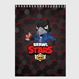 Скетчбук с принтом BRAWL STARS CROW в Новосибирске, 100% бумага
 | 48 листов, плотность листов — 100 г/м2, плотность картонной обложки — 250 г/м2. Листы скреплены сверху удобной пружинной спиралью | brawl stars | bull | colt | crow | leon | stars | берли | бо | брок | ворон | джесси | динамайк | дэррил | кольт | леон | мортис | нита | пайпер | пенни | поко | пэм | рикошет | спайк | фрэнк | шелли | эль примо