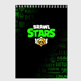 Скетчбук с принтом BRAWL STARS в Новосибирске, 100% бумага
 | 48 листов, плотность листов — 100 г/м2, плотность картонной обложки — 250 г/м2. Листы скреплены сверху удобной пружинной спиралью | brawl stars | bull | colt | crow | leon | stars | берли | бо | брок | ворон | джесси | динамайк | дэррил | кольт | леон | мортис | нита | пайпер | пенни | поко | пэм | рикошет | спайк | фрэнк | шелли | эль примо