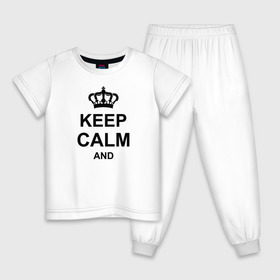 Детская пижама хлопок с принтом Keep calm and в Новосибирске, 100% хлопок |  брюки и футболка прямого кроя, без карманов, на брюках мягкая резинка на поясе и по низу штанин
 | keep calm and | блестящий | император | король | корона | популярный | принц | сохраняй | сохраняй спокойствие | сохраняй спокойствие и | спокойствие | текст | только | царь