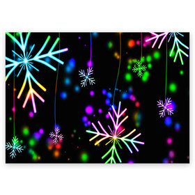 Поздравительная открытка с принтом НОВОГОДНЯЯ НОЧЬ в Новосибирске, 100% бумага | плотность бумаги 280 г/м2, матовая, на обратной стороне линовка и место для марки
 | 2019 | 2020 | background | holiday | new year | rat | snow | гирлянда | год крысы | елка | зима | новый год | праздник | рождество | синий | снег | снежинки | текстура | фон