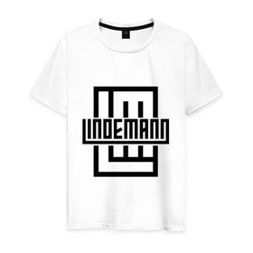 Мужская футболка хлопок с принтом LINDEMANN в Новосибирске, 100% хлопок | прямой крой, круглый вырез горловины, длина до линии бедер, слегка спущенное плечо. | f and m. | lindemann | lindemann auf | lindemann steh | skills in | steh auf | steh auf lindemann | линдеманн | тилль линдеманн