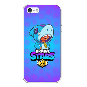 Чехол для iPhone 5/5S матовый с принтом BRAWL STARS LEON SHARK в Новосибирске, Силикон | Область печати: задняя сторона чехла, без боковых панелей | brawl stars | bull | colt | crow | leon | leon shark | shark | stars | акула | берли | ворон | динамайк | кольт | леон | леон акула | нита | спайк | шелли | эль примо