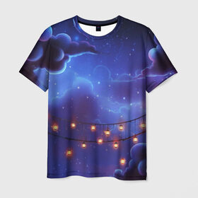 Мужская футболка 3D с принтом НОВОГОДНЯЯ НОЧЬ в Новосибирске, 100% полиэфир | прямой крой, круглый вырез горловины, длина до линии бедер | star | stars | texture | вечер | вечерние иллюстрации | звезда | звезды | ночной пейзаж | ночные | ночь | природа | прогулки | текстуры