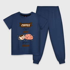 Детская пижама хлопок с принтом Liquid hug в Новосибирске, 100% хлопок |  брюки и футболка прямого кроя, без карманов, на брюках мягкая резинка на поясе и по низу штанин
 | cofe | coffe | coffee | кофе | кофеин