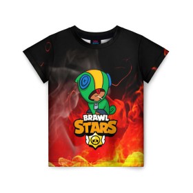 Детская футболка 3D с принтом BRAWL STARS LEON в Новосибирске, 100% гипоаллергенный полиэфир | прямой крой, круглый вырез горловины, длина до линии бедер, чуть спущенное плечо, ткань немного тянется | android | brawl stars | games | leon | mobile | stars | игры | леон | мобильные игры