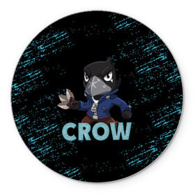 Коврик для мышки круглый с принтом Brawl Stars CROW в Новосибирске, резина и полиэстер | круглая форма, изображение наносится на всю лицевую часть | brawl | brawl stars | crow | leon | stars | бравл | бравл старс | браво старс | ворон | ворона | игра | компьютерная | кров | леон | онлайн | старс