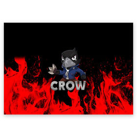 Поздравительная открытка с принтом Brawl Stars CROW в Новосибирске, 100% бумага | плотность бумаги 280 г/м2, матовая, на обратной стороне линовка и место для марки
 | brawl | brawl stars | crow | leon | stars | бравл | бравл старс | браво старс | ворон | ворона | игра | компьютерная | кров | леон | онлайн | старс