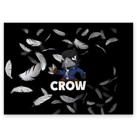 Поздравительная открытка с принтом Brawl Stars CROW в Новосибирске, 100% бумага | плотность бумаги 280 г/м2, матовая, на обратной стороне линовка и место для марки
 | brawl | brawl stars | crow | leon | stars | бравл | бравл старс | браво старс | ворон | ворона | игра | компьютерная | кров | леон | онлайн | старс