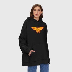 Худи SuperOversize хлопок с принтом Wonder woman в Новосибирске, 70% хлопок, 30% полиэстер, мягкий начес внутри | карман-кенгуру, эластичная резинка на манжетах и по нижней кромке, двухслойный капюшон
 | Тематика изображения на принте: dc | dc comics | diana prince | shtatjl | wonder woman | вандер вуман | вондер вуман | галь гадот | диана принс | супер женщина | чудо женщина