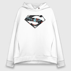 Женское худи Oversize хлопок с принтом Superman в Новосибирске, френч-терри — 70% хлопок, 30% полиэстер. Мягкий теплый начес внутри —100% хлопок | боковые карманы, эластичные манжеты и нижняя кромка, капюшон на магнитной кнопке | clark kent | superman | кларк кент | супермен | супермэн