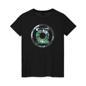 Женская футболка хлопок с принтом Green Lantern в Новосибирске, 100% хлопок | прямой крой, круглый вырез горловины, длина до линии бедер, слегка спущенное плечо | Тематика изображения на принте: dc | dc comics | green lantern | shtatjl | зеленый фонарь