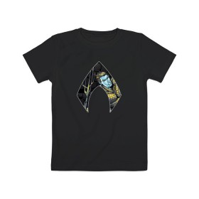 Детская футболка хлопок с принтом Aquaman в Новосибирске, 100% хлопок | круглый вырез горловины, полуприлегающий силуэт, длина до линии бедер | Тематика изображения на принте: aquaman | arthur curry | dc | dc comics | shtatjl | аквамен | артур карри