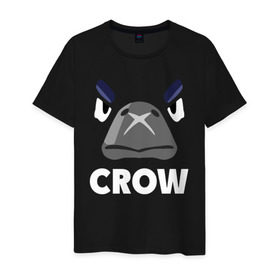 Мужская футболка хлопок с принтом Brawl Stars CROW в Новосибирске, 100% хлопок | прямой крой, круглый вырез горловины, длина до линии бедер, слегка спущенное плечо. | Тематика изображения на принте: brawl | brawl stars | crow | leon | stars | бравл | бравл старс | браво старс | ворон | ворона | игра | компьютерная | костюм | кофта | кров | леон | онлайн | старс