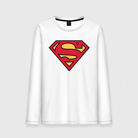 Мужской лонгслив хлопок с принтом Superman logo в Новосибирске, 100% хлопок |  | clark kent | superman | кларк кент | супермен | супермэн