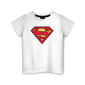 Детская футболка хлопок с принтом Superman logo в Новосибирске, 100% хлопок | круглый вырез горловины, полуприлегающий силуэт, длина до линии бедер | Тематика изображения на принте: clark kent | superman | кларк кент | супермен | супермэн