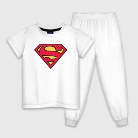 Детская пижама хлопок с принтом Superman logo в Новосибирске, 100% хлопок |  брюки и футболка прямого кроя, без карманов, на брюках мягкая резинка на поясе и по низу штанин
 | clark kent | superman | кларк кент | супермен | супермэн