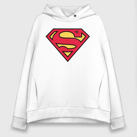 Женское худи Oversize хлопок с принтом Superman logo в Новосибирске, френч-терри — 70% хлопок, 30% полиэстер. Мягкий теплый начес внутри —100% хлопок | боковые карманы, эластичные манжеты и нижняя кромка, капюшон на магнитной кнопке | clark kent | superman | кларк кент | супермен | супермэн