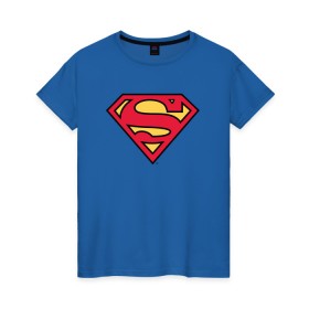 Женская футболка хлопок с принтом Superman logo в Новосибирске, 100% хлопок | прямой крой, круглый вырез горловины, длина до линии бедер, слегка спущенное плечо | Тематика изображения на принте: clark kent | superman | кларк кент | супермен | супермэн