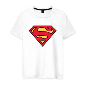 Мужская футболка хлопок с принтом Superman logo в Новосибирске, 100% хлопок | прямой крой, круглый вырез горловины, длина до линии бедер, слегка спущенное плечо. | Тематика изображения на принте: clark kent | superman | кларк кент | супермен | супермэн