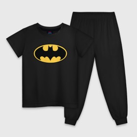 Детская пижама хлопок с принтом Batman logo в Новосибирске, 100% хлопок |  брюки и футболка прямого кроя, без карманов, на брюках мягкая резинка на поясе и по низу штанин
 | Тематика изображения на принте: bat man | batman | batman comics | caped crusader | comics | dark knight | бетмен | брюс уэйн | бэт мен | бэтмен | тёмный рыцарь