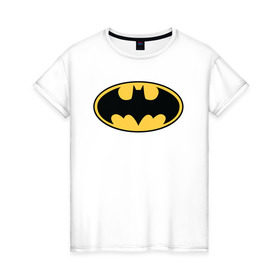 Женская футболка хлопок с принтом Batman logo в Новосибирске, 100% хлопок | прямой крой, круглый вырез горловины, длина до линии бедер, слегка спущенное плечо | bat man | batman | batman comics | caped crusader | comics | dark knight | бетмен | брюс уэйн | бэт мен | бэтмен | тёмный рыцарь
