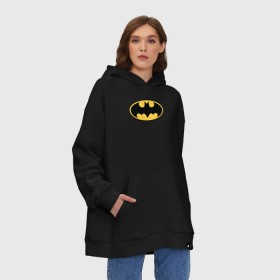 Худи SuperOversize хлопок с принтом Batman logo в Новосибирске, 70% хлопок, 30% полиэстер, мягкий начес внутри | карман-кенгуру, эластичная резинка на манжетах и по нижней кромке, двухслойный капюшон
 | bat man | batman | batman comics | caped crusader | comics | dark knight | бетмен | брюс уэйн | бэт мен | бэтмен | тёмный рыцарь