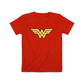 Детская футболка хлопок с принтом Wonder Woman в Новосибирске, 100% хлопок | круглый вырез горловины, полуприлегающий силуэт, длина до линии бедер | Тематика изображения на принте: dc | dc comics | diana prince | wonder woman | вандер вуман | вондер вуман | диана принс | супер женщина | чудо женщина