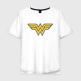Мужская футболка хлопок Oversize с принтом Wonder Woman Logo в Новосибирске, 100% хлопок | свободный крой, круглый ворот, “спинка” длиннее передней части | Тематика изображения на принте: dc | dc comics | diana prince | wonder woman | вандер вуман | вондер вуман | диана принс | супер женщина | чудо женщина